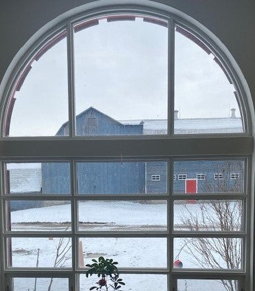 Looking at the Silver Spring barn from the studio window