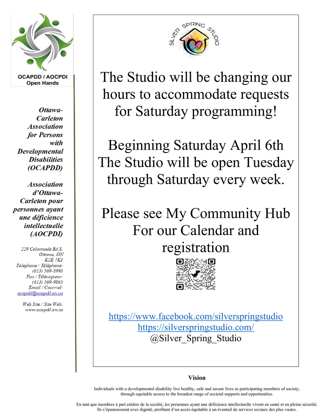 Saturday Classes Available Starting April!